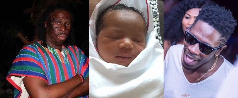 Nana Kwaku Bonsam (L)  named his new born baby girl, Yaa Bonsam Shatta, after Shatta Wale