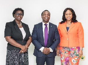 From left to right: Stella Aku Addo, Sam Achampong and Adwoa Sarfo, Minister of Public Procurement