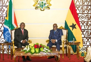 South Africa president (left) with President Akufo-Addo in Accra