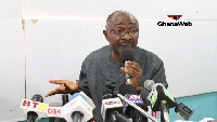 Alfred Woyome addressing some journalists on Friday