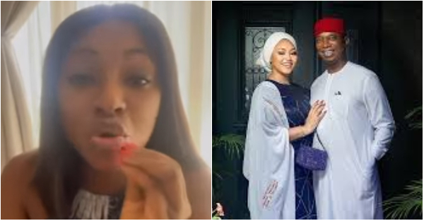 Yvonne Jegede (L) and Regina Daniels and Ned Nwoko (R)