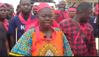 Some of the residents and chiefs of Jema during the protest