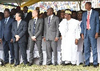 Vice President Amissah-Arthur, former President Nice?phore Soglo (in white) of Benin