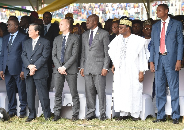 Vice President Amissah-Arthur, former President Nice?phore Soglo (in white) of Benin