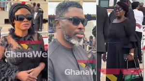 (L-R): Diana Asamoah, A Plus and Dzifa Gomashie are some personalities captured at the funeral