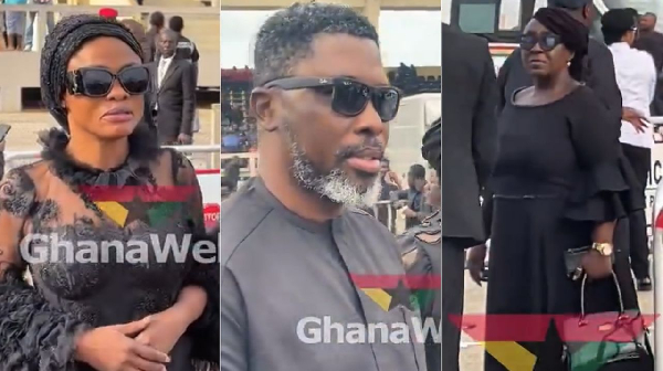 (L-R): Diana Asamoah, A Plus and Dzifa Gomashie are some personalities captured at the funeral