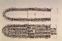 A diagram of the interior of a slave ship from the Atlantic slave trade