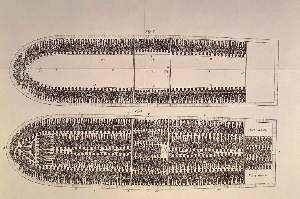A diagram of the interior of a slave ship from the Atlantic slave trade A diagram of the interior of a slave ship from the Atlantic slave trade