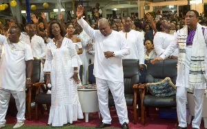 President John Mahama is seen here with Rev. Sam Korankye Ankrah