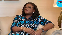 Photo of Nana Akua speaking in an interview on GhanaWeb TV