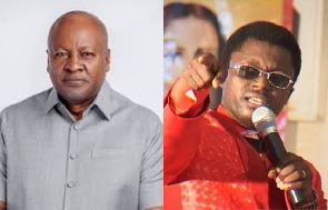 John Mahama (left) is the flagbearer of NDC and Opambour (right) is a pastor