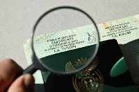 A file photo of a South African citizenship certificate