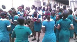 File photo of a group of nurses demonstrating