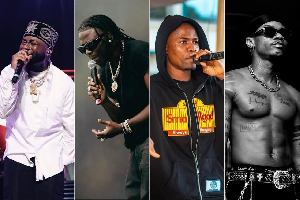(L-R): Davido, Stonebwoy, Kwesi Arthur and KiDi have all paid tribute to Lumba while on stage