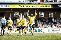 Prosper Kasim [R] celebrating after scoring the goal