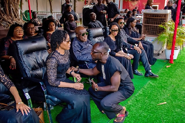 Okyeame Kwame interacting with Dr Zanetor Agyeman-Rawlings