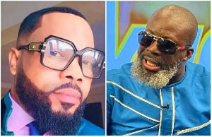Prophet Kumchacha (R) has slammed Angel Asiamah (L) for involving daughter into Agradaa's court case