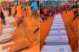 Scenes from the burial of the Obogu disaster victims