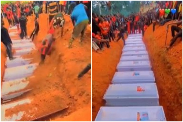Scenes from the burial of the Obogu disaster victims