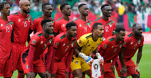 Sudan's players pose for the team picture before the AFCON  E soccermatch between sudan and Algeria