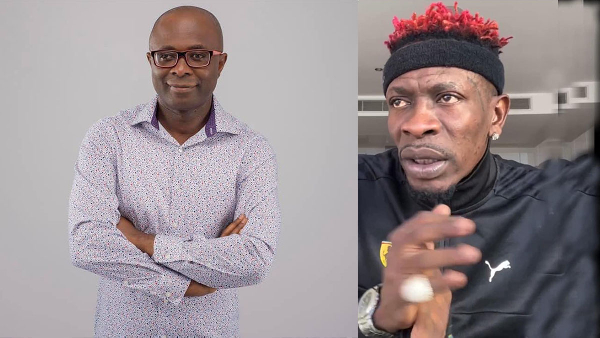 Veteran journalist Kwasi Aboagye (Left) and Shatta Wale (Right)