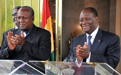 President John Mahama of Ghana and Ivorian President, Alassane Ouattara