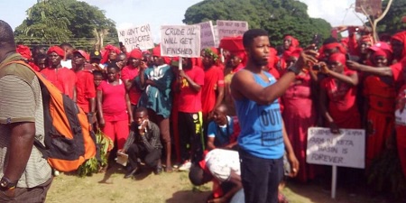 The residents protested against oil exploration in the area