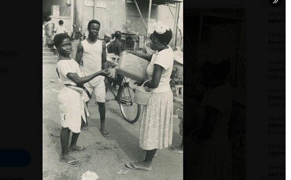 See photo of when drinking water was sold straight from gallons into cups