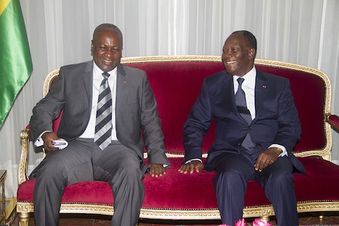 File photo: John Mahama with President Alassane Ouattar