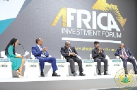 President Akufo-Addo (m) making a contribution at the Presidential Investment Chats