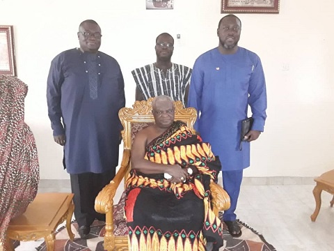 Officials of State Housing Company in a photo with the  Paramount Chief of Sefwi Wiawso