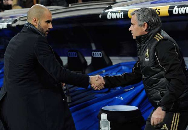 Pep (L) and Jose (R) were coaches of Barcelona and Real Madrid respectively