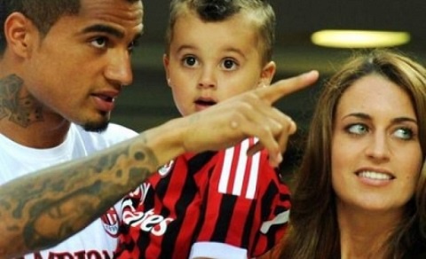 Kevin-Prince Boateng with his wife Melissa Satta and son