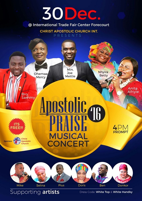 Joe Mettle, Ohemaa Mercy, Nhyira Betty others for Apostolic Praise 2016