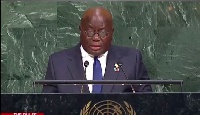 President AKufo-Addo deliverying a speech at a UN General Assembly meeting