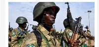 South Sudanese troops - seen here in April - are part of the East African force in DR Congo