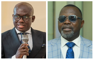 A photo collage of Godfred Dame (L) and Dr. Dominic Akuritinga Ayine