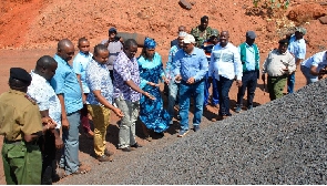 Leaders inspecting an iron ore mine in Taita Taveta, Kenya on December 19, 2022