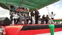Former President Jerrry John Rawlings (standing) at this year's June 4 commemoration