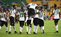 Black Stars celebrating their win over Uganda