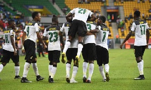 Black Stars celebrating their win over Uganda