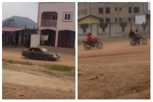 A woman narrating the video claimed that the robbers, while fleeing, knocked down a pedestrian