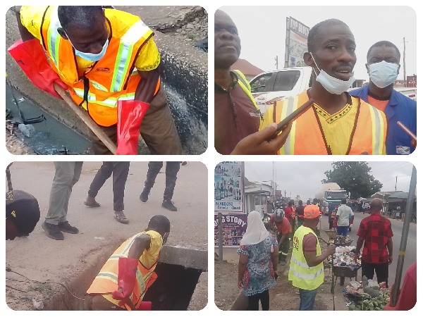The Old Tafo MCE Abubakar Sadiq (in gloves) led a clean up execise