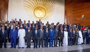 African leaders in a group photo at AU headquarters