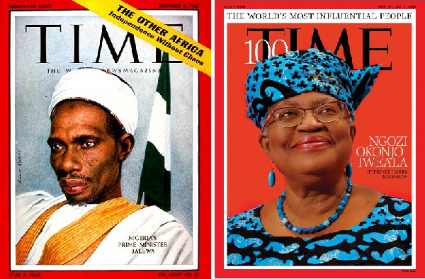 Time covers of Tafawa Balewa (1690) and Ngozi Okonjo-Iweala (2021)