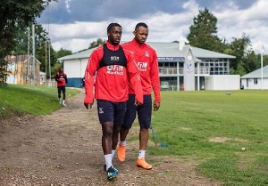 Schlupp and Jordan Ayew heading to the training grounds at Crystal Palace