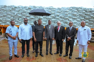 President John Dramani Mahama (3rd from left) during the presentation at Jubilee House on Friday