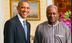 Obama (left) with President Mahama