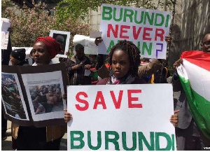 In this file photo citizens of Burundi march against government