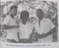 An old photo of JJ Rawlings, Nana Konadu and a friend at Achimota